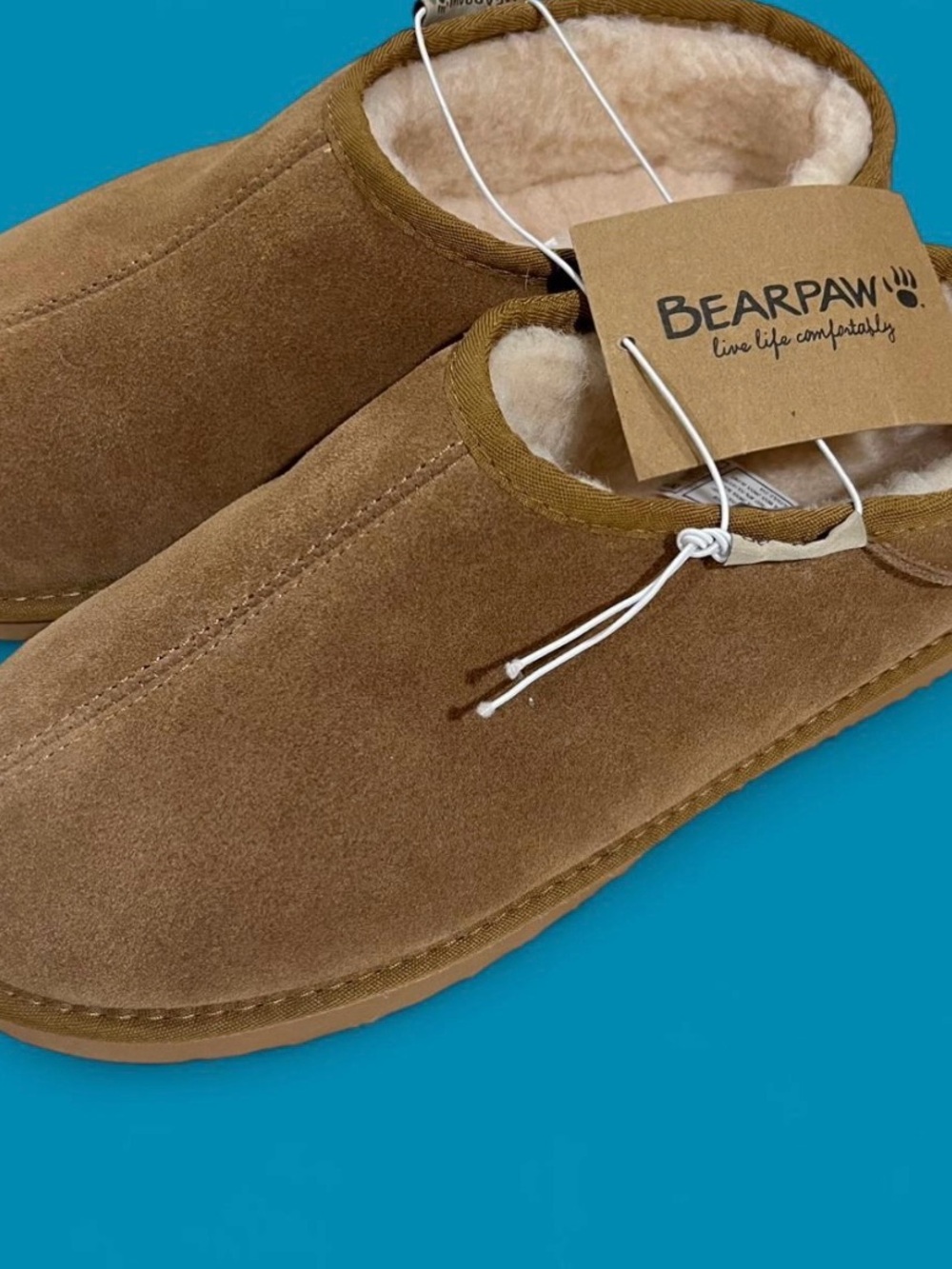 BearPaw Men’s Brown Suede Shearling-Lined Slip-On Loafers